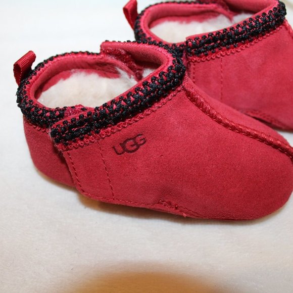 NIB UGG TASMAN RED SUEDE SHEARLING INFANT BOOTS BOOTIES - Picture 4 of 6